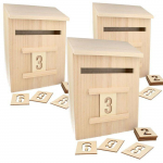 3 calendriers de l'Avent bo&icirc;te aux lettres en bois 28 cm