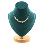 Pierres et Min&eacute;raux. Collier 10 perles Quartz &agrave; Rutile dor&eacute; du Br&eacute;sil Chaine en acier Collier femmes, hommes. Taille personnalisabl