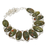 Unakite Handmade 925 Sterling Silver Jewelry Necklace 18 f4g85