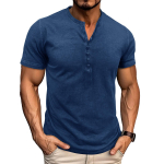 Meeste l&uuml;hikeste varrukatega Henley s&auml;rgid Suvine n&ouml;&ouml;biga T-s&auml;rgid Casual Basic Tee Soild T-s&auml;rgid Pehmed Mugavad topid Klassikaline sportlik Fit T-s&auml;rk meestele XXXL sinine