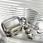 Luksuslik galvaniseeritud h&otilde;bedane k&otilde;rvaklappide karp Apple Airpods Pro2 &uuml;mbris AirPods 4 1 v&otilde;i 2 3 kaanega lihtsa abstraktse s&uuml;damega v&otilde;tmehoidja jaoks AirPods 1/2