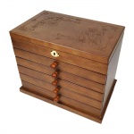 Mitmekihiline lukustatav t&auml;ispuidust ehtekarp - Vana-Hiina ja Euroopa retrostiil 31*20*24.5cm