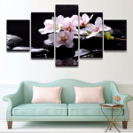 Moodne HD-tr&uuml;kitud l&otilde;uendipildid seinakunst 5 t&uuml;kki roosa lilledega peegeldusmaali plakat elutoa dekoratiivne ilma raamita 20x35cm*2 20x45cm*2 20x55cm*1