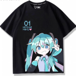 Teise dimensiooni anime Hatsune Miku moesuund uus puuvillane l&uuml;hikeste varrukatega T-s&auml;rk Unisex S
