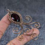 Garnet Handmade Copper Wire Wrap Jewelry Pendant 3.23 v6q57