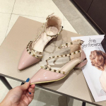 2025 Spring Summer Shoes Women Low Heels Fashion Brand Pointed toe Rivets Elegant Ladies Heel 3cm Black Red Plus Size 41 39 roosa