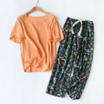 &Uuml;hev&auml;rvilised l&uuml;hikeste varrukatega pidžaamad &uuml;heksa punktiga laia s&auml;&auml;rega p&uuml;ksid, kost&uuml;&uuml;m Puuvillane siidist suvekoduriided M