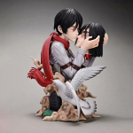 Attack on Titan Surma suudlus Mikasa Ackerman Hoiab Eren Jaegerit GK PVC tegevuskuju Anime kuju Mudel M&auml;nguasjad Kollektsiooninukk Kingitus