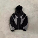 Meeste S&uuml;gis ja Talv Uus T&auml;nav Hip Hop Tr&uuml;kiga Kapuutsiga Y2K Harajuku Stiilis Jakk Sweatshirt L must