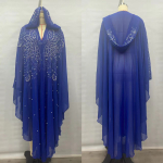 Pikk kapuutsiga keepkleit kuumliimitud strasskivide ja helmestega, moslemi abaya, elegantne, stiilne naister&otilde;ivas One Size
