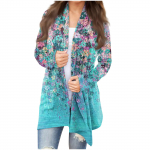 Naiste mood vabaaja lillemustriga keskmise pikkusega kardiganjakk S