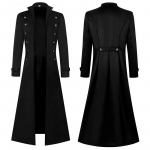 XS-5XL Pluss Suurus Meeste Gooti Trench Keskaegne Steampunk Retro Stiilis Pikad Joped Kaherinnaline &Uuml;hev&auml;rvilised Meeste Vintage Pikad Joped XS must