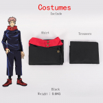Jujutsu Kaisen Itadori Yuji Cosplay Kost&uuml;&uuml;mid S&auml;rk P&uuml;ksid Lastele Halloweeni Peo Anime &Uuml;likonna Komplekt Karnevali Maskeraadi Peo Parukakomplekt L must