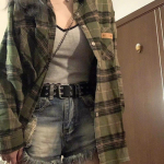 Harajuku Rohelised ruudulised s&auml;rgid T&auml;navar&otilde;ivad Naiste Vintage pikkade varrukatega pluus Korea mood Esteetilised r&otilde;ivad naistele XXL