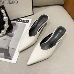 Maogu 2024 Suvised Terava Ninaga Slaidid Naistele V&auml;ljas Pehmest Nahast Stiletto Muulad Sussid Elegantne Naine Kontsaga Kingad Sandaalid Naine 40 35 beež