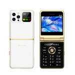 Uus klapiga mobiiltelefon 4 SIM-kaardiga kiirvalik maagiline h&auml;&auml;l LED-taskulamp MP3 FM-raadio 2,4 HD-ekraan 2G GSM lukustamata mobiiltelefon valge