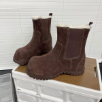 Naiste kingad talv uus libisemiskindla tallaga varrukaga matt nahk sisemise k&otilde;rgendusega l&uuml;hikesed saapad retro Chelsea saapad naistele 39 pruun