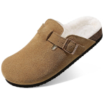 Moodsad Naiste Karusnahaga Vooderdatud Suede Klounid Daamide T&uuml;drukute Talvised Kohevad Korgist Taldadega Mulesid Slip-On Kartulikingad Uued Mugavad Soojad Tuhvlid 45 brown