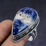 Sodalite gemstone 925 Sterling Silver Jewelry Ring Size 9