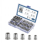 Nut kit 1/4 -20UNC 8-32UNC 10-24UNC 3/8 -16UNC 5/16 -18UNC 138Pcs Stainless Steel 304 Finish Flat Head Rivnut Threaded Insert Nut Knurled Body One Size h&otilde;be