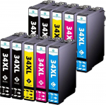 10 &uuml;hikut &uuml;hilduvaid 34XL tindikassette Epson 34 XL 34XL jaoks, &uuml;hilduvad Epson Workforce Pro WF-3720 WF-3725 WF-3720dWF-ga