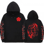 Harajuku Anime Black Clover Asta Lahe Graafiline Tr&uuml;kitud Kapuutsiga Meeste Naiste Manga Hupparid &Uuml;le suurusega Vabaaja Pullover Mehelik Dressipluus M