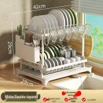 Kahekihiline k&ouml;&ouml;gilaua hoiuriiul kausside, taldrikute ja l&otilde;ikelaudade jaoks gray