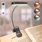 Glocusent Lugemislamp, Raamatulamp 30-minutilise taimeriga, 3 v&auml;rvitemperatuuri seadistust, 5 heledustaset, Silmas&otilde;bralik CRI 95, Laetav LED