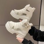 Moodsad gooti platvormsandaalid Naistele Suvised kiilud Avatud nina Gladiator Kingad Naine Paks Tald 8cm K&otilde;rged Kontsad Sandalias 34 valge