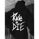 Meeste kapuutsikas kirjadega 'Ride or Die' tr&uuml;kk T&auml;iskasvanute pullover-s&auml;rk Street Casual Mugav Hip-Hop Pikak&auml;eline pealisosa S