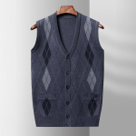 Uus meeste kootud kardigan n&ouml;&ouml;pidega vest s&uuml;giseks ja talveks, keskealistele ja eakatele, vabaaja V-kaelusega vest, lai vest 4XL white