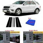 Sobib Mercedes ML-klassi W164 2006-2011 s&uuml;sinikkiust auto akna ukse veergu BC samba posti katte trimmi peegli efektiga arvutile bright black