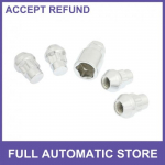 FOUR M12 x 15 Car Racing 5 Point End Wheel Tuner Lug Nuts Silver Tone Universal