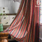 Boheemlaslik Etniline Stiil Pimendav Kardin Uste ja Erkna Akende jaoks 150x180 cm (380g)