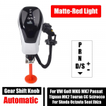 Electronic Shift Handle LED Gear Shift Knob for Golf MK6 MK7 Passat B7 B8 Tiguan MK2 Skoda Octavia seat Alcantara White Light Matt Silver-Red