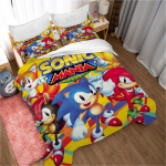 Sonic 100% Pol&uuml;ester Anime Tr&uuml;kitud Voodipesu Komplekt Tekikate Kuninganna Puuvillane Armas Tr&uuml;kitud Multikas Tekikate EU Single(135*200cm)3pcs