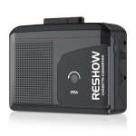 Reshow Must Kaasaskantav Kassettmakk K&otilde;lari ja K&otilde;rvaklappidega Tagurpidi Taasesitus T&auml;ielik Stereo USB Kassett MP3 Digitaalseks Muundamiseks Sisseehitatud Pistikuga, must