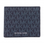 Michael Kors Vintage Monogrammiga Tr&uuml;kitud L&uuml;hike PVC Kaardihoidja Rahakott Meeste rahakott Tumesinine 36U9LCRF3B-ADML/PL-BLUE Navy Blue Monogram