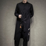 Kevadine meeste Hiina stiilis kraavi tuulejope Meeste t&auml;navamood Idamaised riided Meeste Hiina mandariini kraavikasukas M must