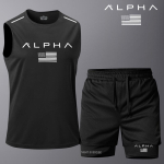 Suvine Uus Meeste Varrukateta T-s&auml;rk+l&uuml;hikesed p&uuml;ksid Spordikomplekt Kaksosalist J&otilde;usaal Mood Vabaaja Mehed Naised Spordikomplekt Kaksosalist XS black