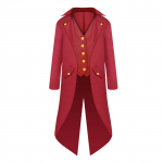 Laste poiste Steampunk-jakk, gooti frakk, kost&uuml;&uuml;m smoking, piraat 8&ndash;12 aastat XS punane