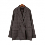 Lattice naiste r&otilde;ivad bleiser&uuml;likonnad pikkade varrukatega jakk vabaaja vintage mantel Ruuduline bleiser jakk s&auml;lkudega lahtised elegantsed naiste topid L tumepruun v&auml;rv