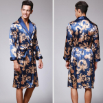Meeste Simulation Silk Print Plus Size pidžaama pesu hommikumantel hommikumantel L sinine
