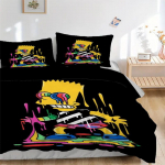 Bart Simpson Graffitikunst Voodipesukomplekt Tekikate Kingitus Magamistuppa, Sisaldab 1 Tekikatet ja 2 Padjap&uuml;&uuml;ri, Tekk ei kuulu komplektiB580 135x200cm
