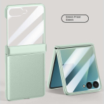 Samsung Galaxy Z Filp 7 jaoks Lihtne nahk Tundlik galvaniseeritud liigend HD karastatud klaasist kile Kukkumisvastane ja libisemiskindel telefoni&uuml;mbris For Galaxy Z Flip 7 white