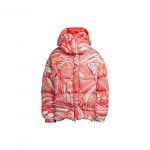 adidas by Stella McCartney Naiste Prinditud Kapuutsiga Puhvjakk Oranž Valge Prindiga HI6087 XS