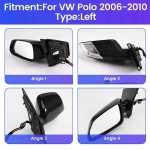 Volkswagen Polo (2006-2010) 7-kontaktiline tahavaatepeegel suunatule ja elektrilise reguleerimisega None black