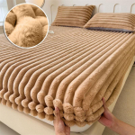 3 TK/1 komplekt Pehme sametist voodilina (1x lina+2x padjap&uuml;&uuml;rid)Paks liibuv lina madratsikaitse voodikate Talvine paks j&auml;nese fliislina 90X200 3PCS /1 Set