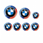 7 tk esiosa kapoti embleem BMW 50. aastap&auml;eva logo jaoks 82 mm + tagumine embleem 74 mm + rattakate 68 mm + rooliratta kleebis 45 mm