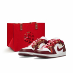 Jordan Air Jordan 1 Taeva T&auml;iuslik Paar Madalad Vintage Korvpallijalatsid Unisex Burgundia IR7600-211(Team1841-SBOX) 36